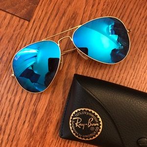 NEW Ray-Ban Gold/Blue Flash Aviators !! ✨58